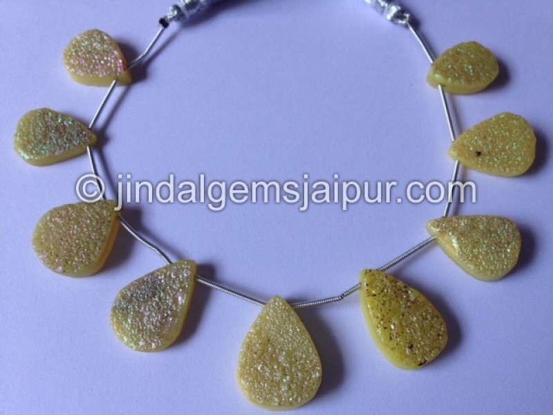 Yellow Druzy Pear Shape Beads